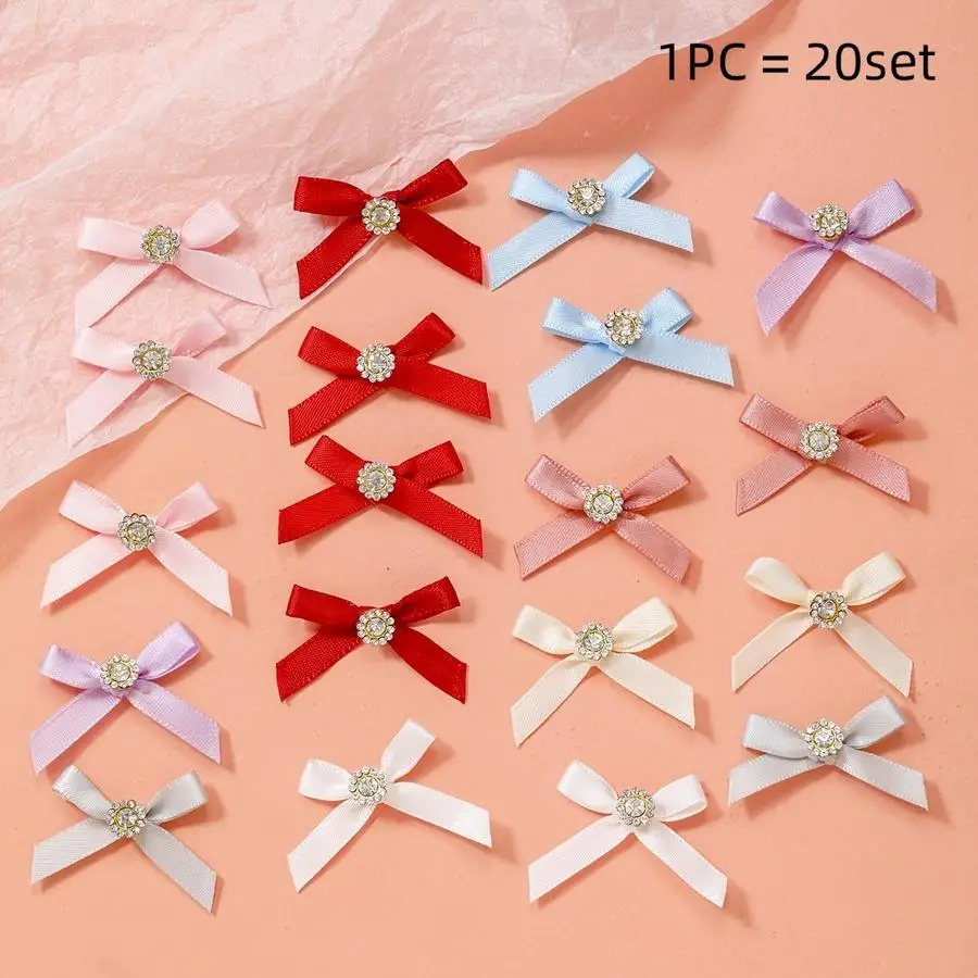 1/5/10/20/50/100pcs Ribbon Bows Mini Satin Fabric Bows Flowers for DIY Craft Sewing Scrapbooking Wedding Christmas Party Favors
