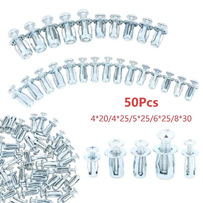 ⑥ 4 M5 M6 M8 Screws Steel Anchors 50 Pieces Pack Hexagonal Threaded Nuts Metal Screws With Caps