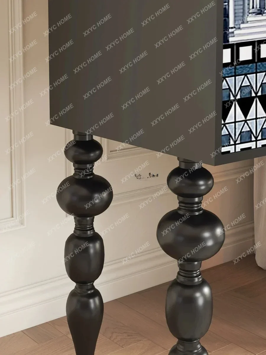 خزانة ملابس مطلية بسيطة كلاسيكية، خزانة تخزين جدارية عالية الساق، خزانة تخزين من الخشب الصلب #5