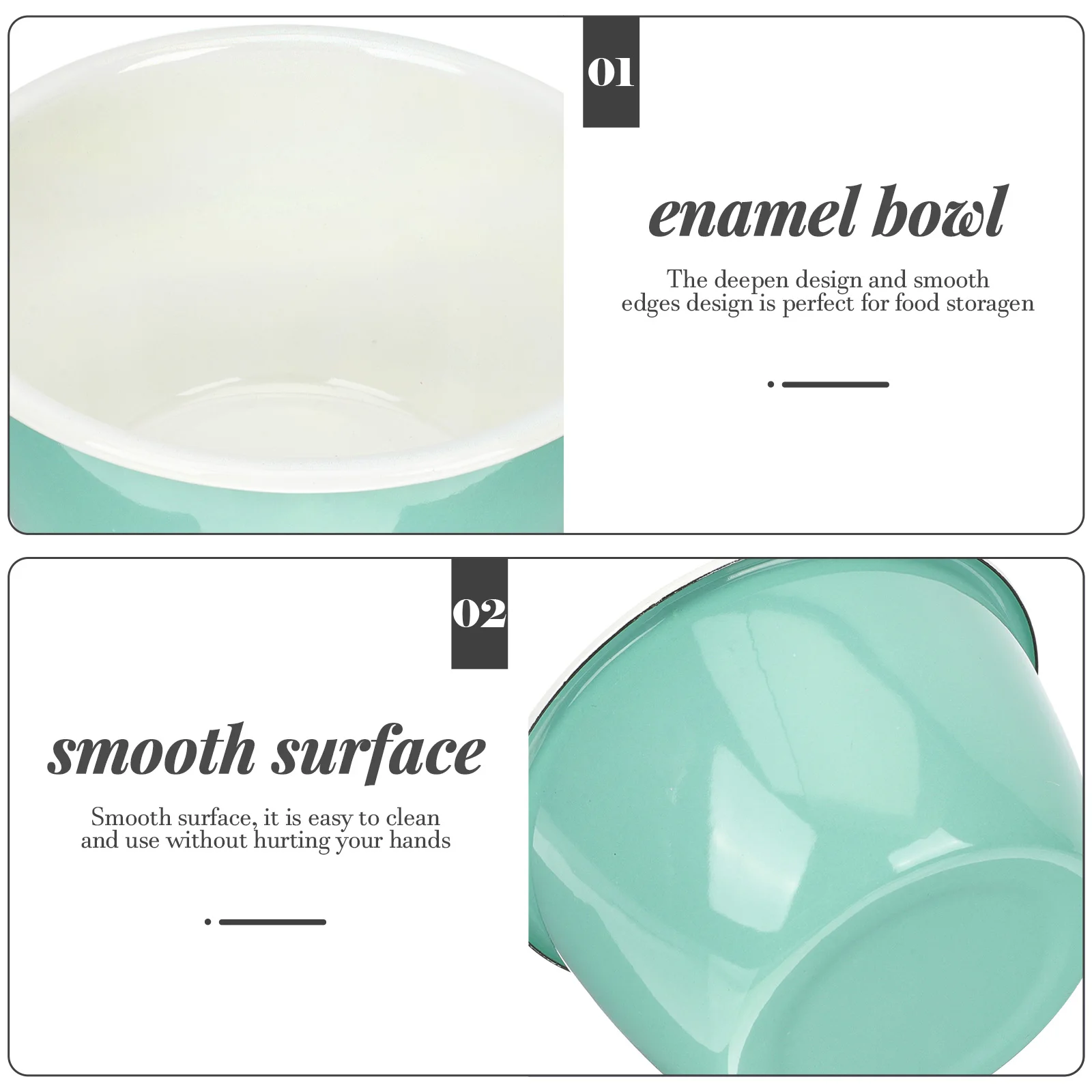 

Enamel Stirring Bowls Deepened Smooth Edges Food Container Salad Soup Bowl Easy Clean Metal Enamelware Kitchen Home Use