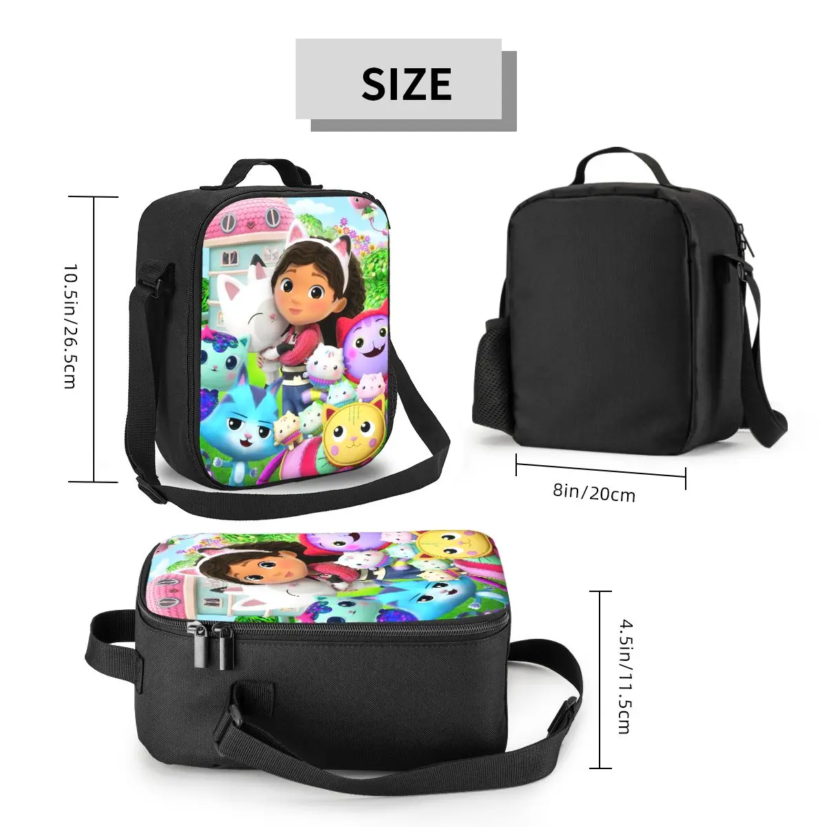 Custom Gabbys Dollhouse Gabby Cats Insulated Lunch Bag for School Office Mermaid Portable Cooler Thermal Lunch Box Children