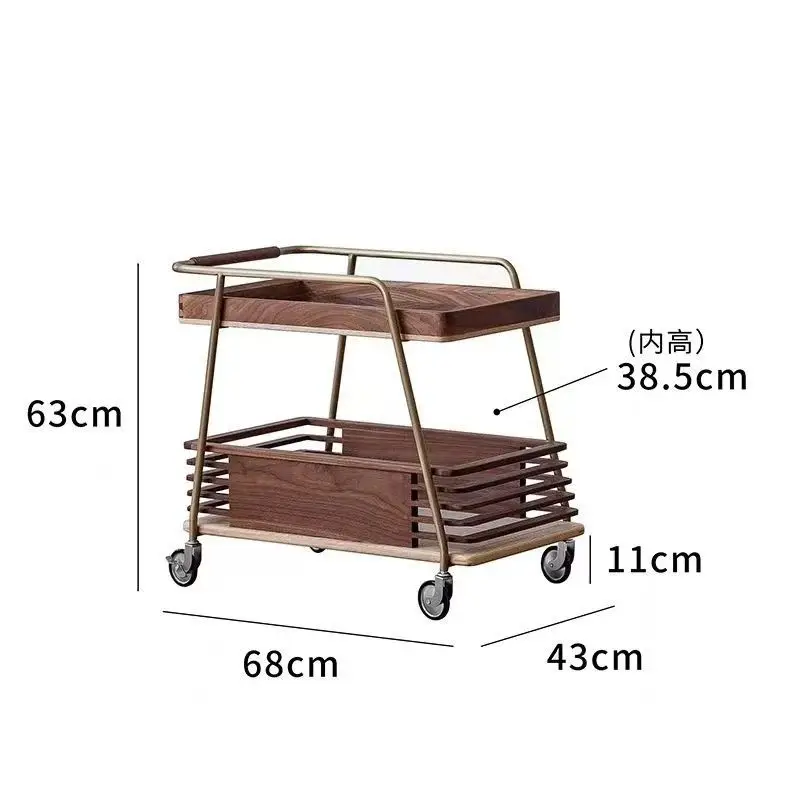 

Nordic Ash Wood Mobile Storage Cart: Minimalist Wheeled Coffee Table for Living Room, Trendy Home Furniture Trolley Cart
