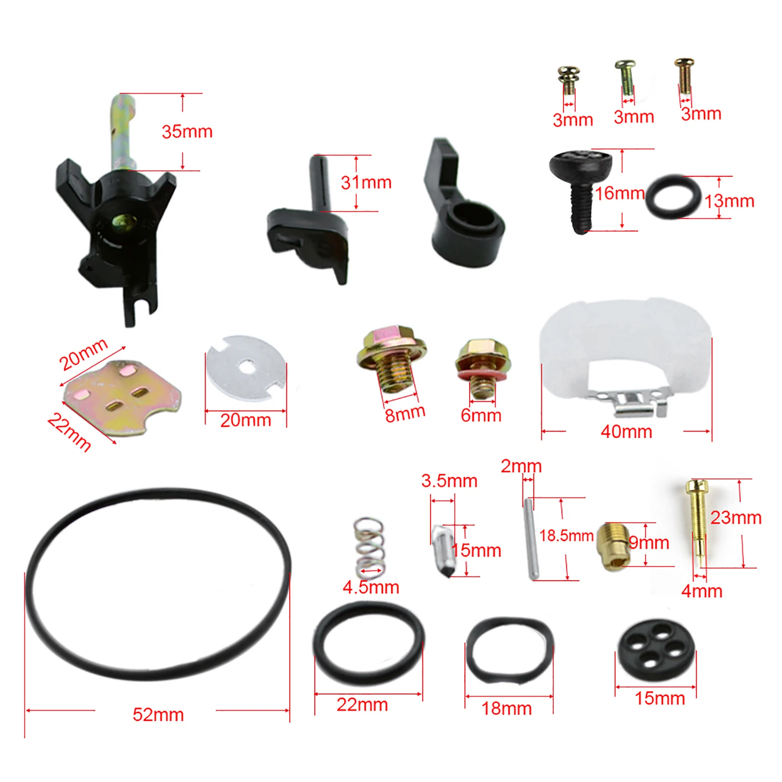 Carburetor Repair Rebuild Needle Bowl Float Gasket Seal Pin Kit for Honda GX200 GX160 GX120 168F 170F Engines
