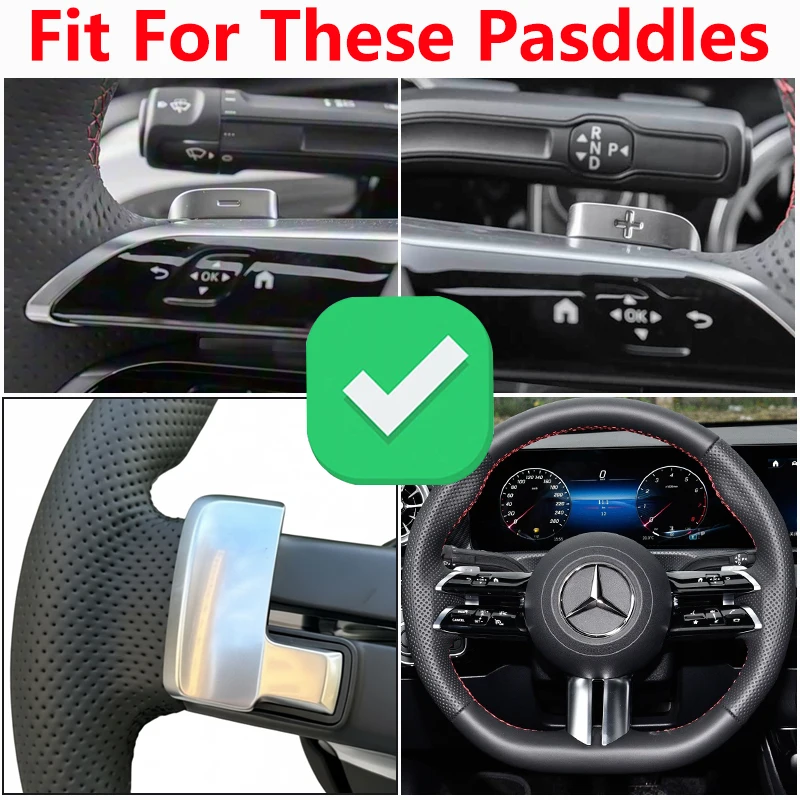Für Mercedes Benz 2022-2024 A B C E Klasse W206 W223 C180 C220d GLC EQE EQS Auto lenkrad Schaltwippe Aluminium DSG – Detail 1