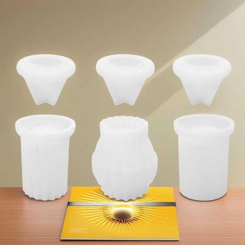 L9BE Striped Resin Jar Molds Food Safe Material Tealight Holder Candlestick Molds for DIY Craft Candy Jar Making