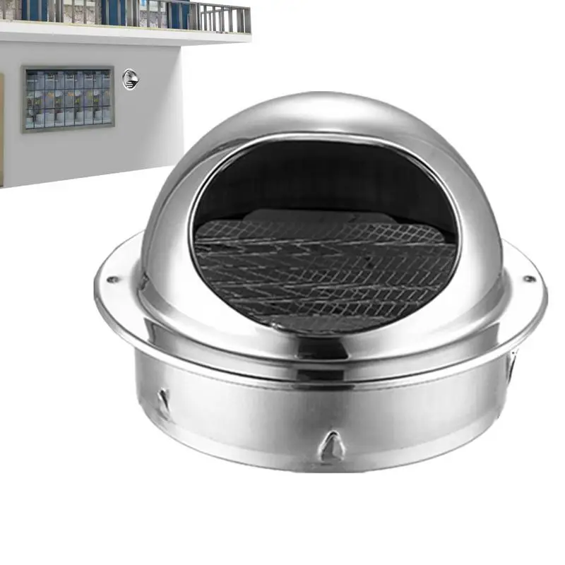 

Round Stainless Steel Vent Grille Exterior Wall Duct Ventilation Tool Exhaust Grille With Embedded Mounting Clamps for Kitchen