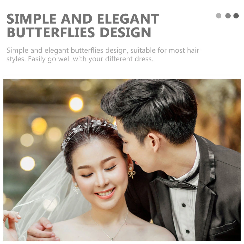 

Двойная повязка на голову со стразами, элегантная свадебная вечеринка, декор в виде бабочек, свадебные обручи для волос, аксессуары для волос для женщин и девочек
