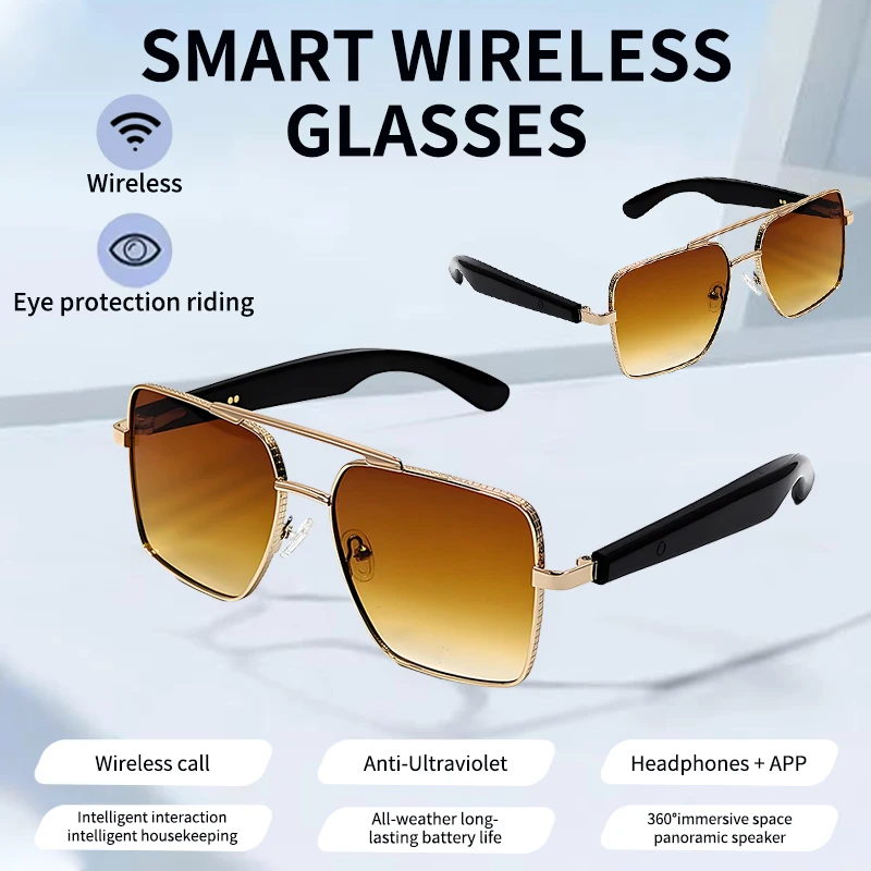Lige óculos de sol inteligentes ai voz bluetooth chamando fones de ouvido esportes ao ar livre óculos de música à prova de ultravioleta