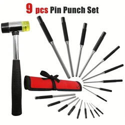 Tactical Roll Head Pins Punch Set, Hunting Remover Tool Kit, Heavy Duty Steel Pistol Acessórios, Round, 9Pcs