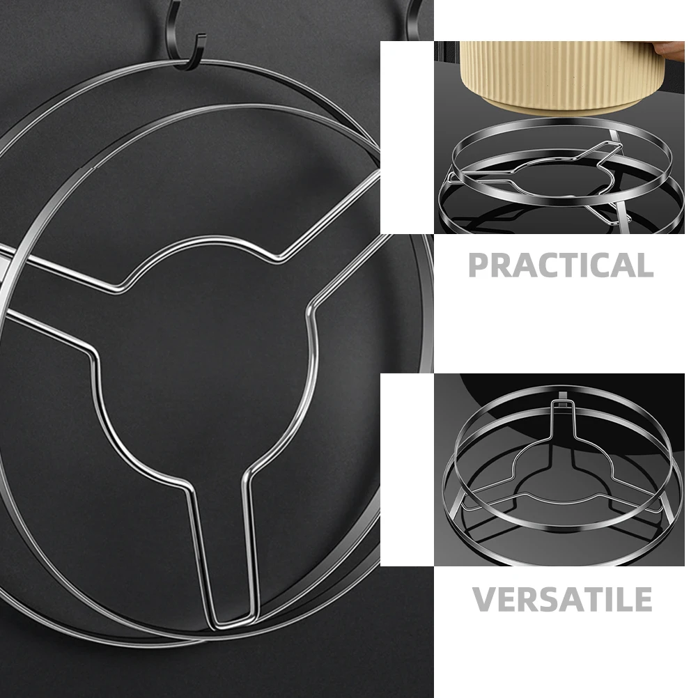 

1pc Holder Stainless Steel Pot Cooling Rack Kitchen Wok Stand Heat Resistant Countertop Storage Organizer Pan Accessory
