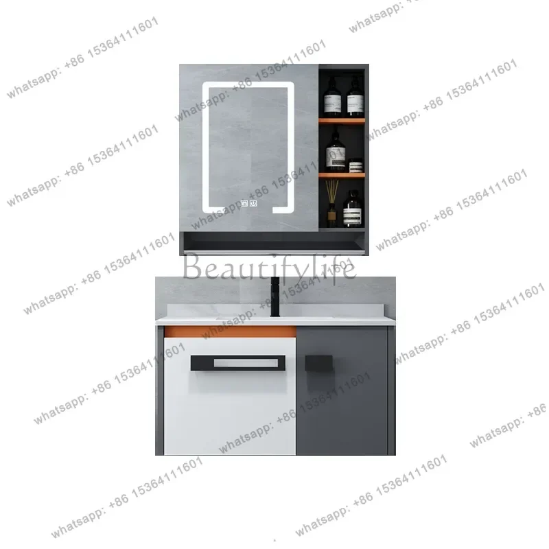 

Bathroom cabinet combination solid wood integrated ceramic wash basin, bathroom 60CM wash table