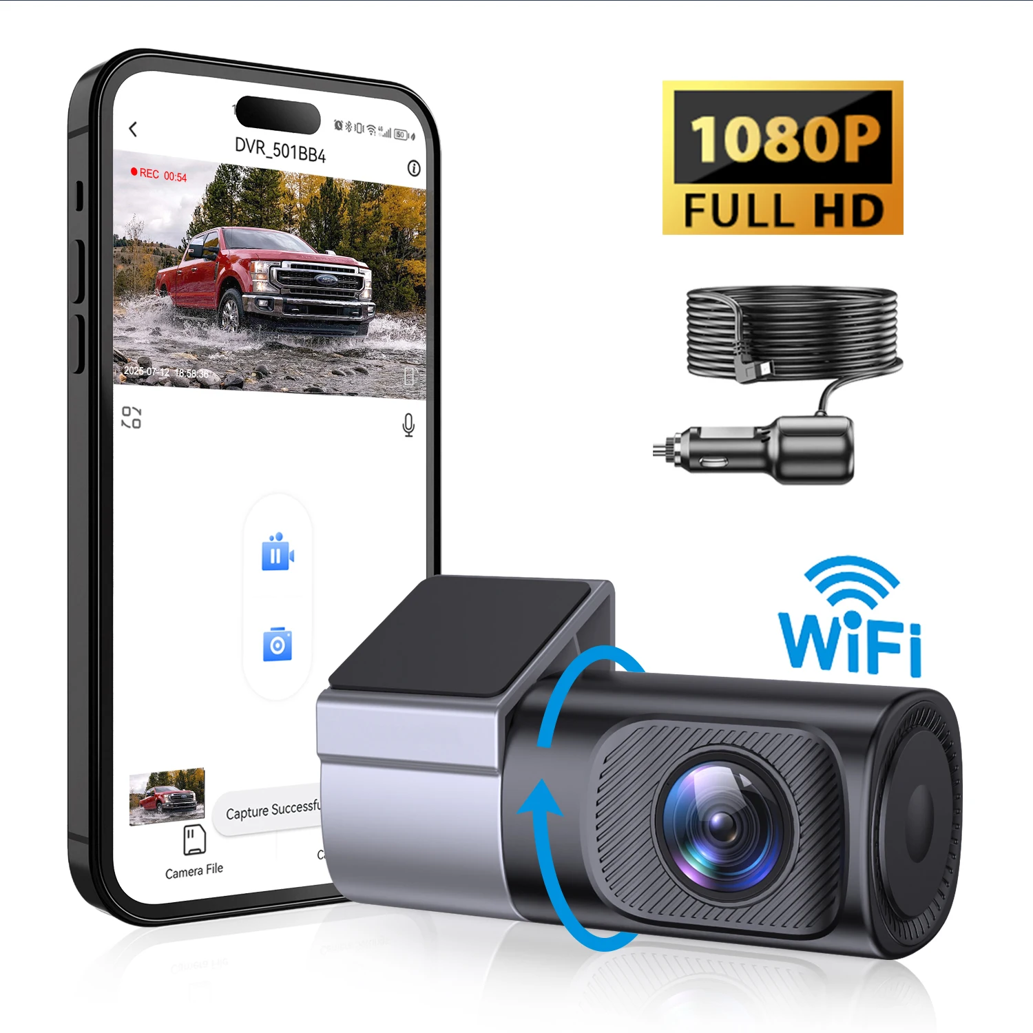 Nouveau 1080P Dash caméra véhicule enregistreur WiFi DashCam voiture intelligente enregistreur vidéo APP contrôle Vision nocturne 360 °   Rotation pour toutes les voitures