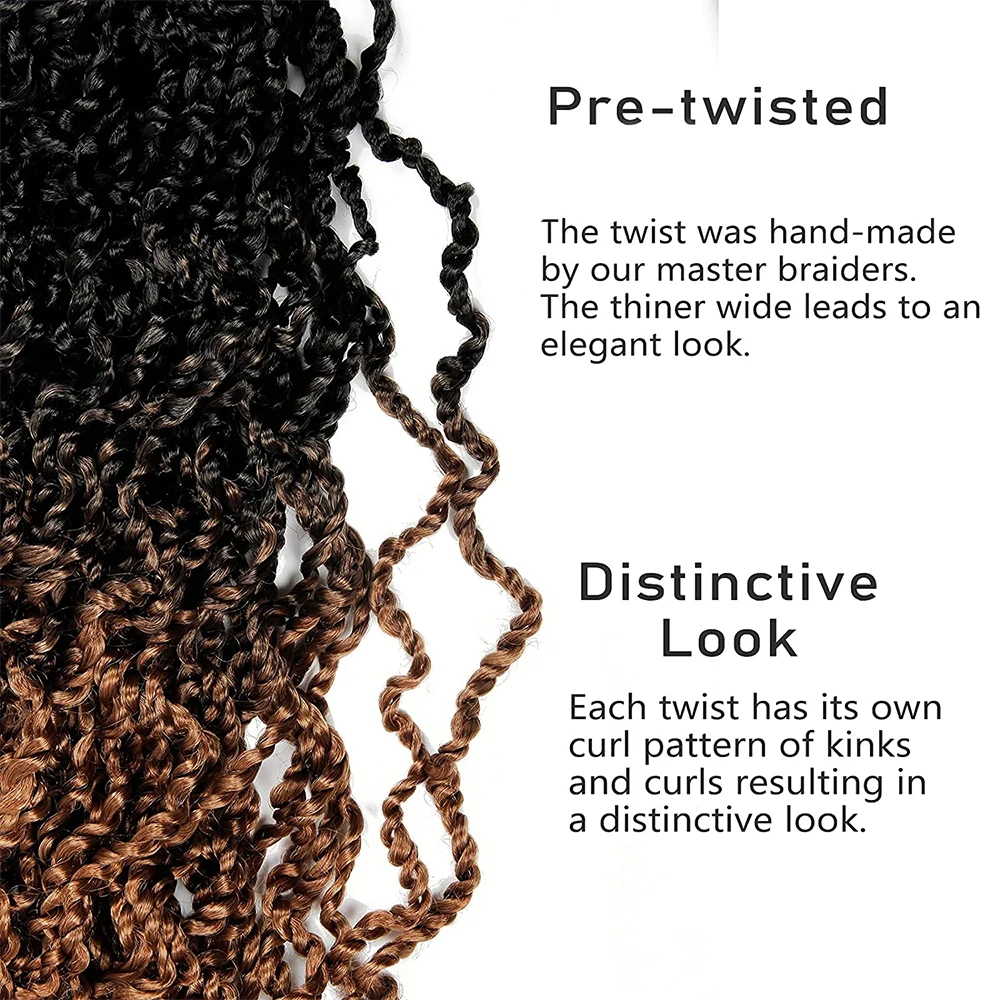 Ombre Brown Blonde Synthetic Crochet Braids Long Curly Senegalese Twist Pre Looped Passion Twist Full Soft Braiding Hair X-TRESS