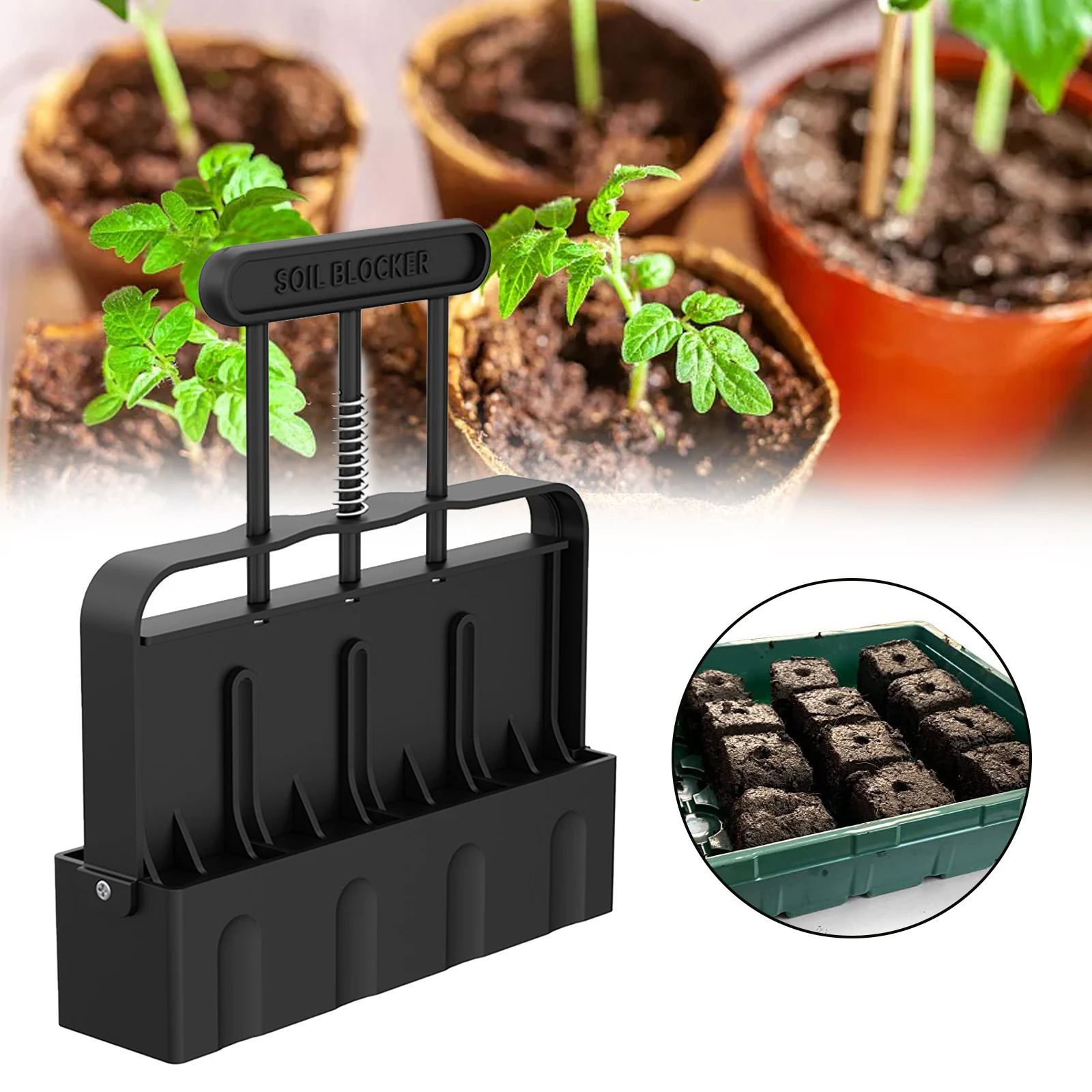 Transplantation Soil Blocking Tool Block Maker Compactor Innovative Soil Blocker Handle Manual Square Soil Compactor