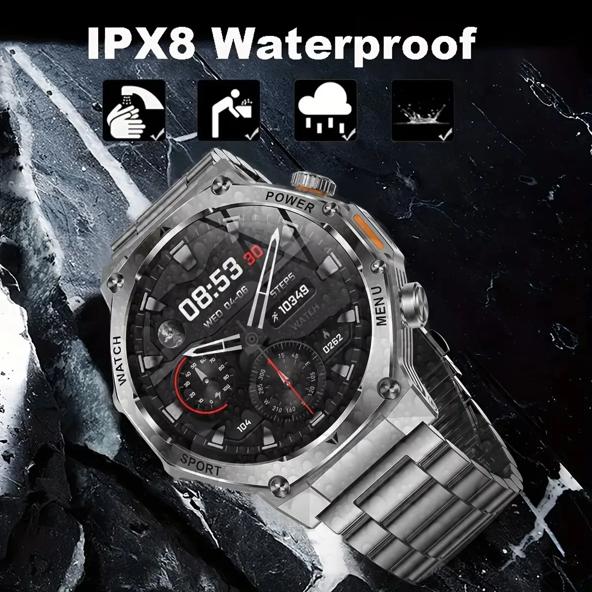 Jam Tangan Pintar Tahan Air 800 MAh Senter Luar Ruangan Baru 2025 untuk Pria Wanita Layar AMOLED HD 1.8 Inci Panggilan Nirkabel Olahraga Kebugaran