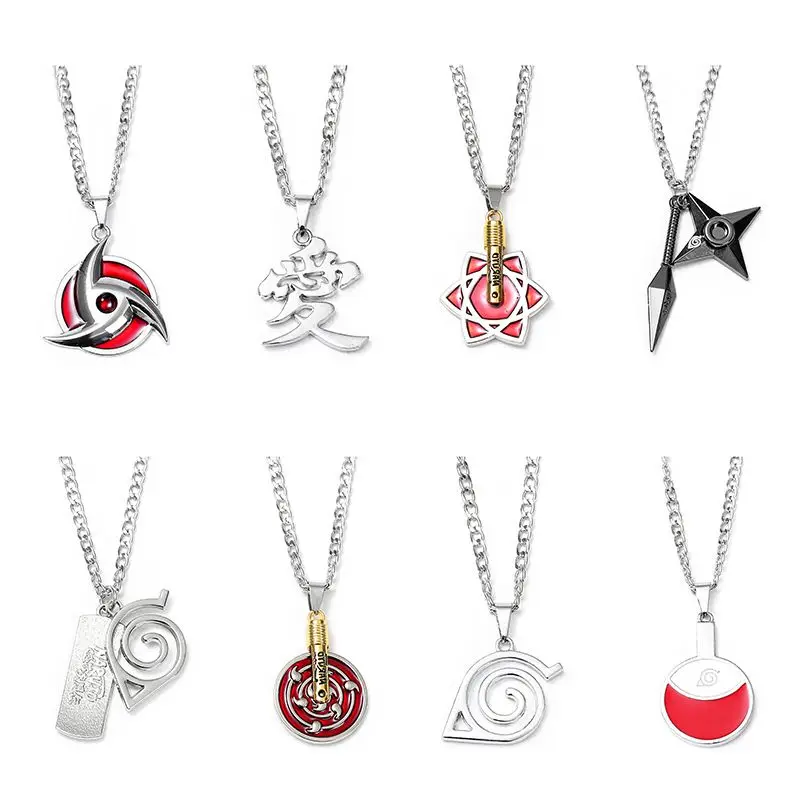 Naruto cartoon anime necklace, personalized pendant, Uchiha Itachi, Sasuke, Kakashi, Ten-Tails Sharingan, shuriken iron necklace view 3