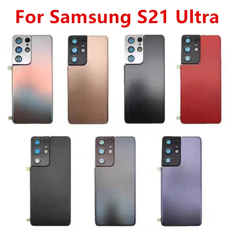

S21Ultra Housing For Samsung Galaxy S21 Ultra 5G G998 6.8" Glass Battery Back Cover Repair Replace Door Rear Case + Camera Lens