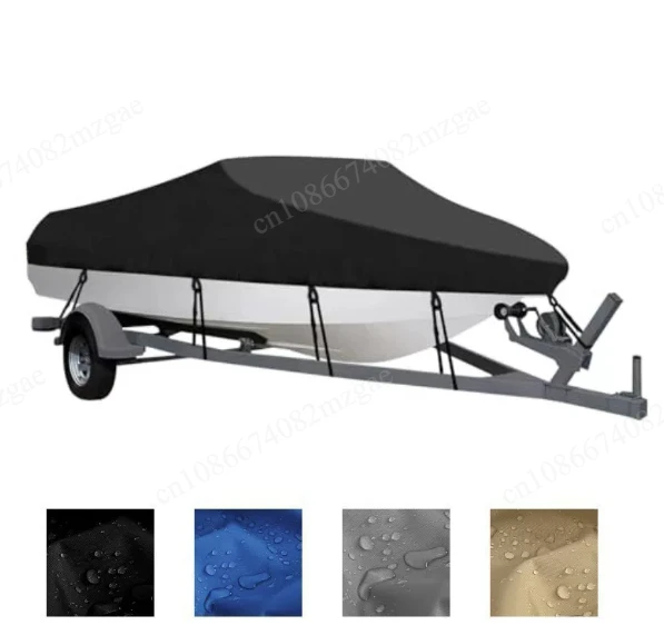 Marine Trailerable Canvas Boat Accessories 600D 10-24FT V-Trailer Boat Cover Outdoor Oxford Cloth Rainproof Anti-UV Dust Cover