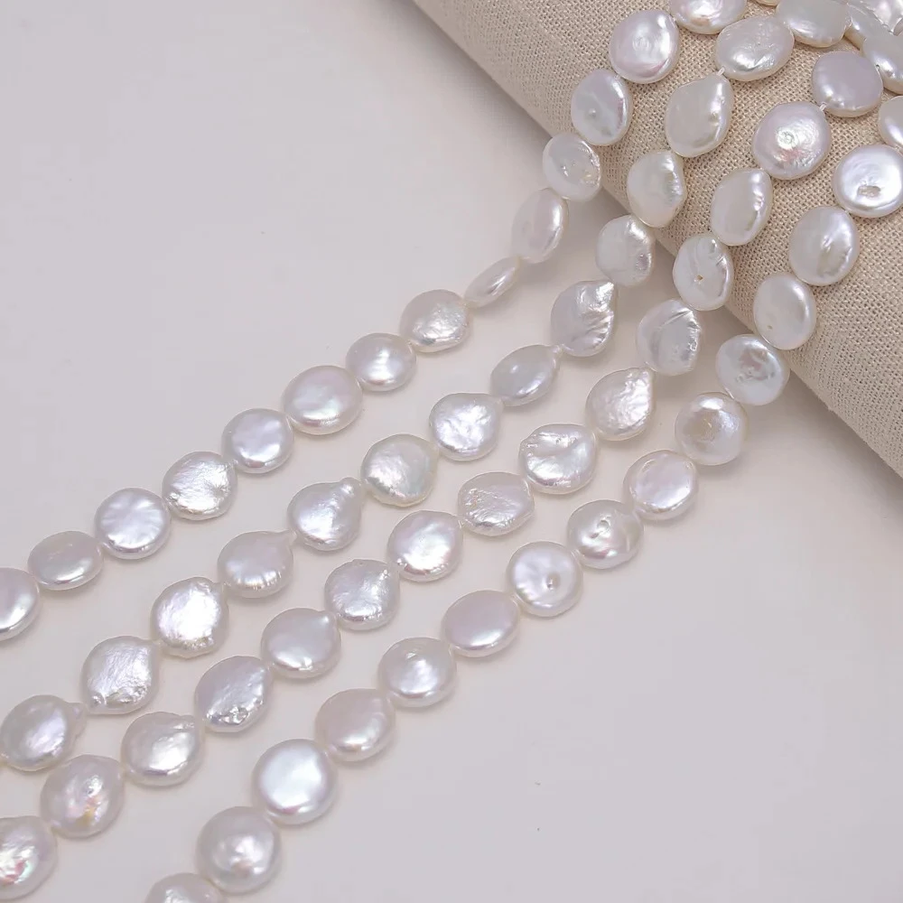 

1Strand Natural Fresh Pearl Beads 11-12mm Round Button Baroque Water Jewelry Making DIY Necklaces Anniversary Gifts Accessories