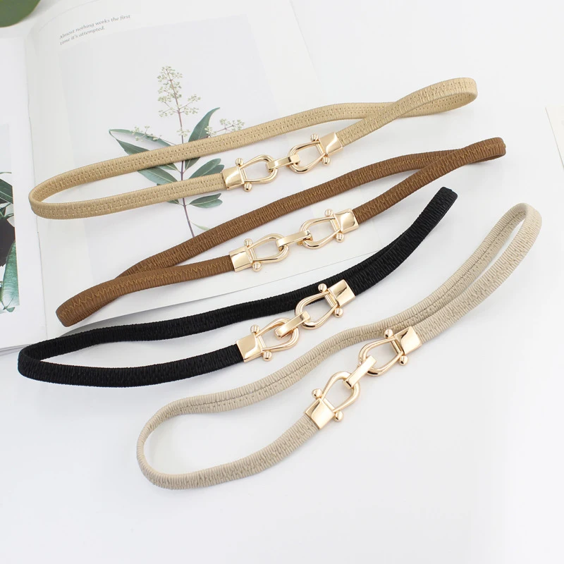 

Gold Hook Elastic Waistband for Women Skirt Elastic Waist Chain Women's Instagram Style Decorative Elastic Thin Waistband New 20