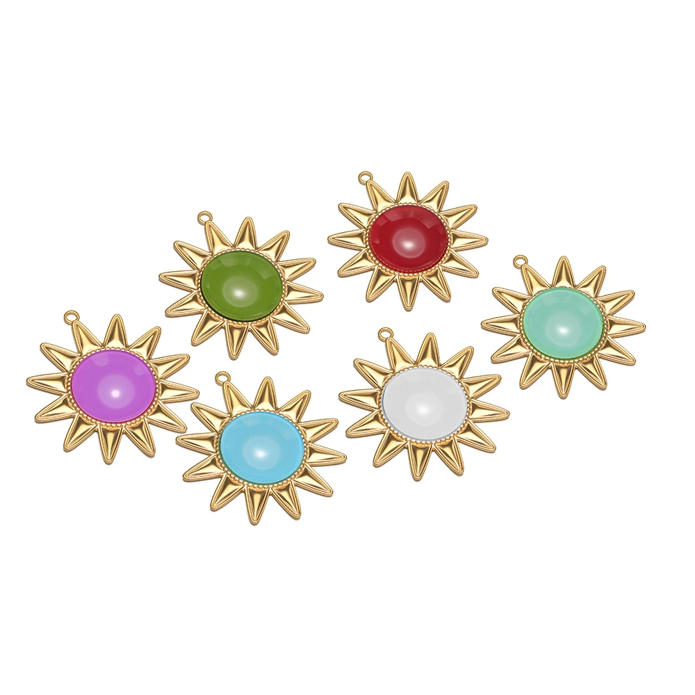 

2 шт. большие подвески из нержавеющей стали в форме солнца с драгоценными камнями, золотистого цвета, для самостоятельного изготовления богемных ожерелий, браслетов и ювелирных изделий