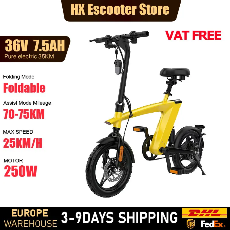 HX H1 Ebikes 350W Adults Electric Bike Bicycle 36V 10AH 14Inch Off-Road Tire Folding Electric E Bikes Mountain Mini Ebike