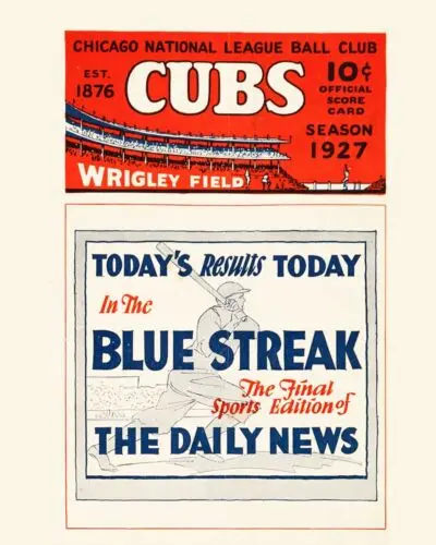 Chicago Cubs Scorecard 1927 All Metal Tin Sign  up to 12 x 18