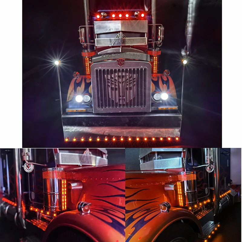 에어 필터 LED 라이트 장식 전기도금 공정 1/14 타미야 RC 트럭 트레일러 덤퍼 56301 56344 킹 홀러 DIY 부품