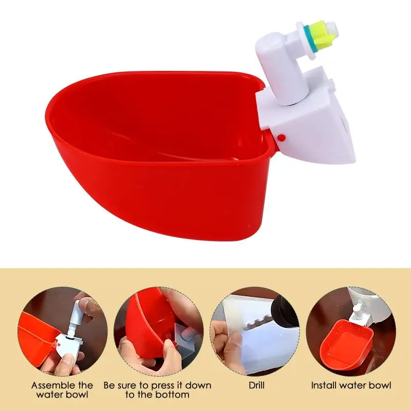 5 قطعة التلقائي الدجاج بطة وعاء للشرب أوزة بطة الدجاج شرب كوب سقي مزرعة تركيا السمان الدواجن أطباق مياه الشرب #6