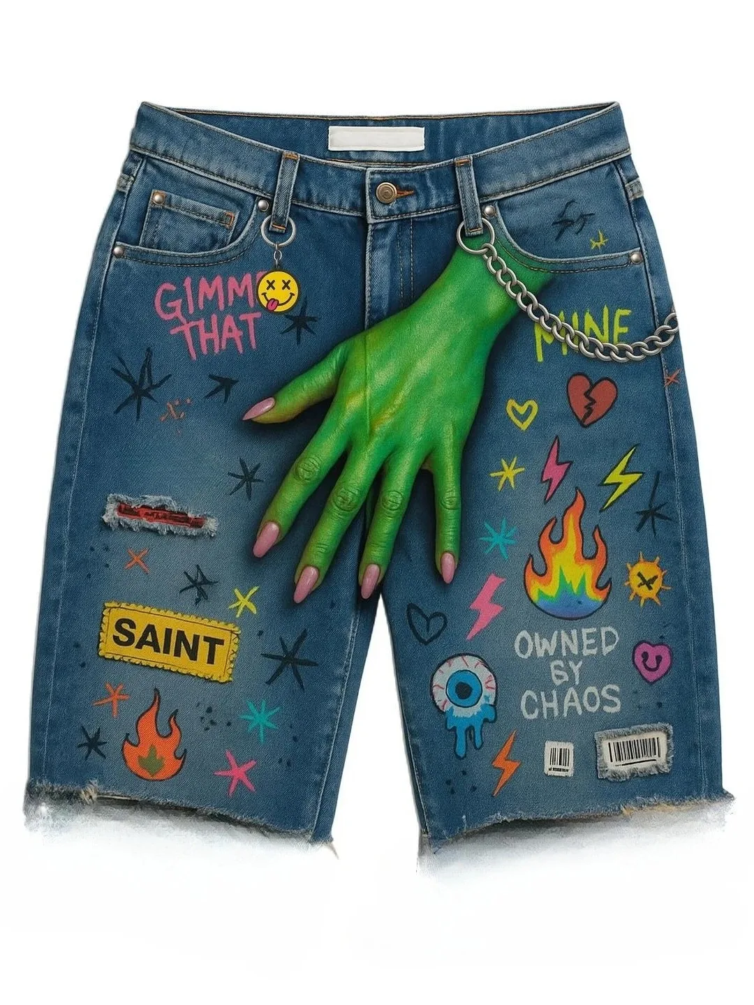 

Blue Vintage Baggy Jeans Streetwear Jorts Short Casual Straight Leg Denim Jeans Men's Spring Season Non-Shrinkage Mid-Waist