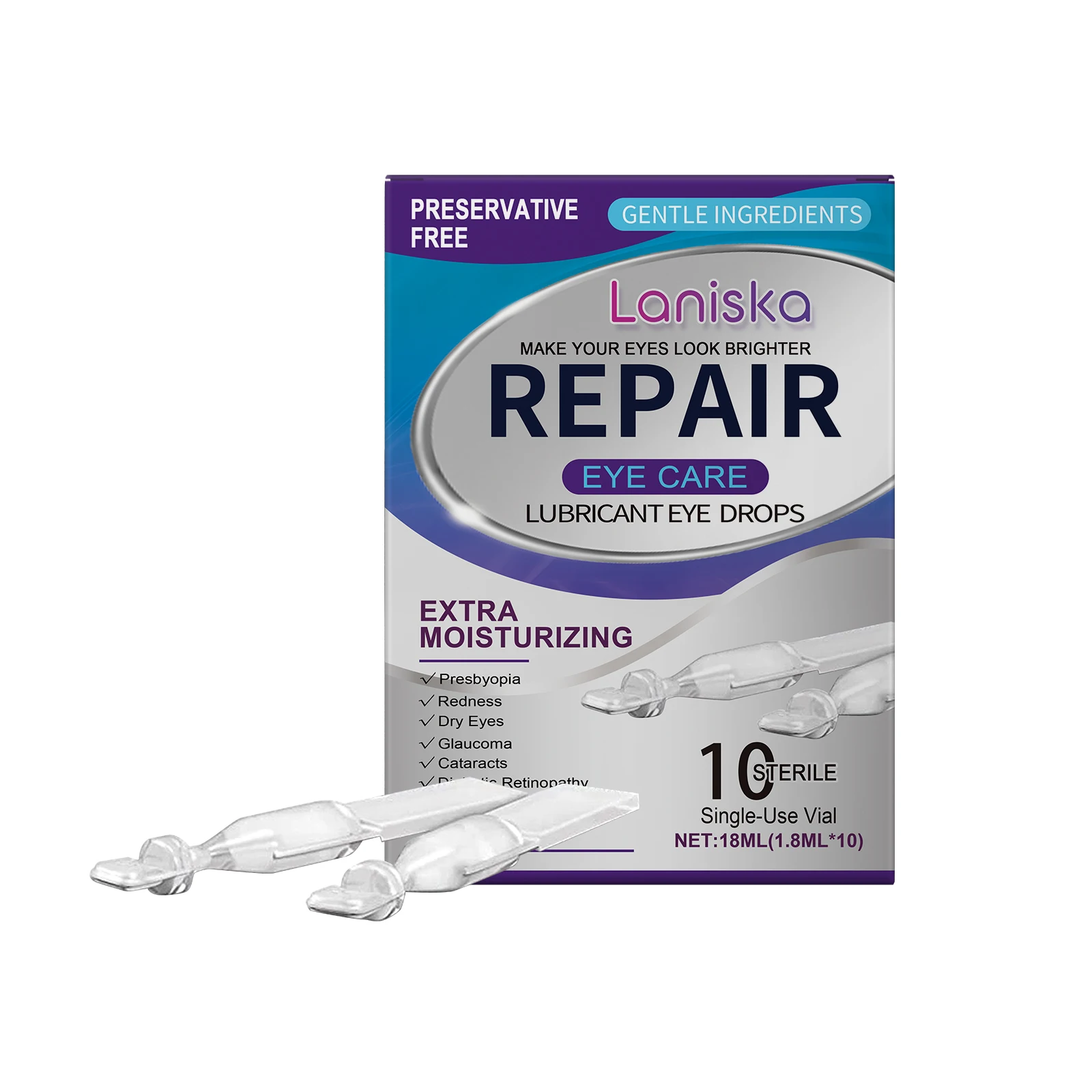 10pcs Eye Vision Restore Drops Improve Presbyopia Myopia Cataracts Relieve Eyes Pain Dry Itchy Fatigue Blurred Vision Relax Eye