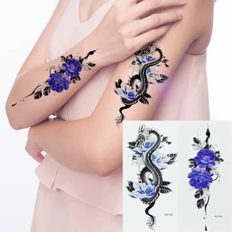 

Временные тату-наклейки с животными, дракон, змея, рукав, нога, грудь, искусство тела, искусственные татуировки для женщин, искусственная кожа, макияж тела