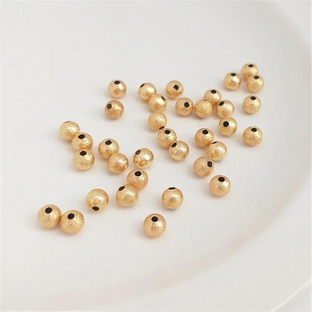 

14K Gold Plated Frosted gold bead sand surface round bead loose bead DIY handmade bracelet jewelry string ornaments