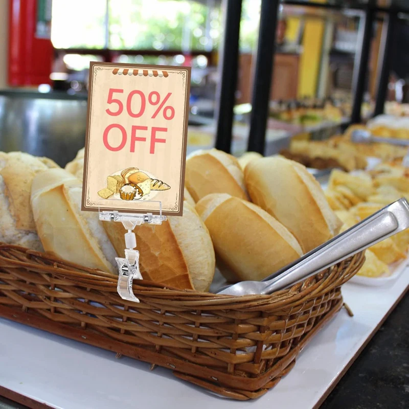 30PCS Clear Sign Clips For Display, Sign Holder Clips For Retail, Plastic Price Sign Clamps Label Tag Acrylic Clips