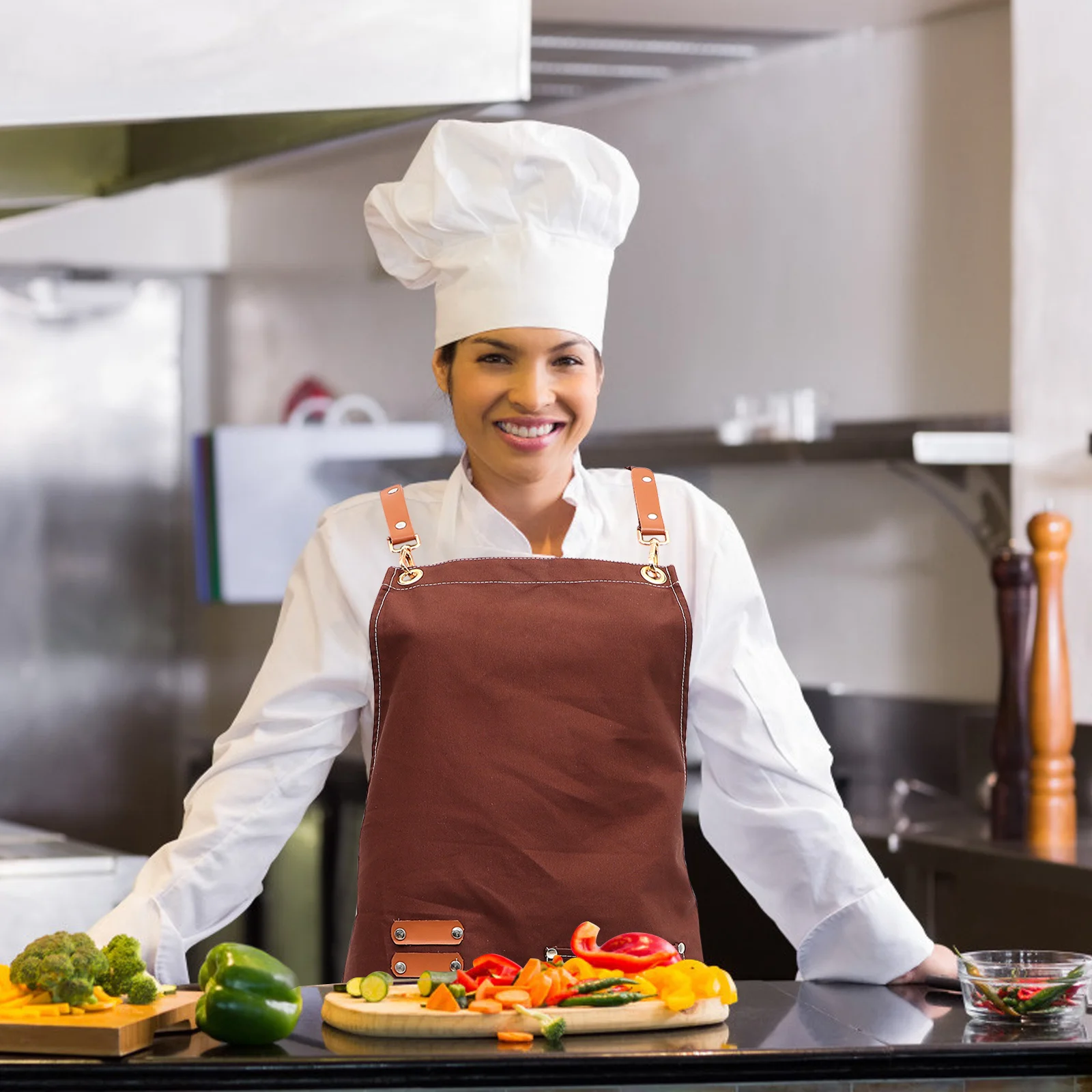 

1Pcs Pure Cotton Smock Barbers Apron with Pockets for Home Coffee Shops Restaurants Hotels Bars Cosplay Beauty Salons