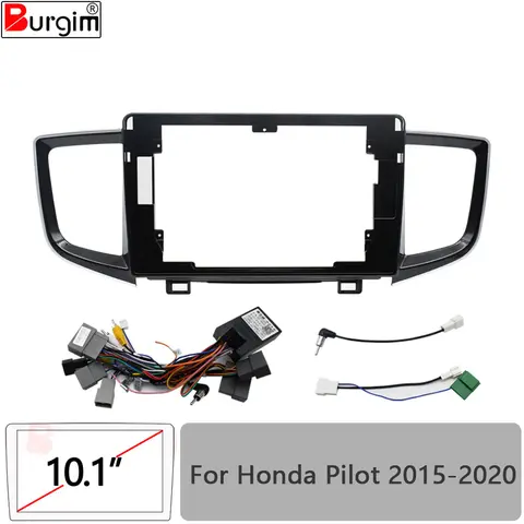 Car Radio Fascias Frame For Honda Pilot 2015-2020 10 inch 2DIN Stereo Panel Wiring Harness Connector Power Cable Canbus Decoder