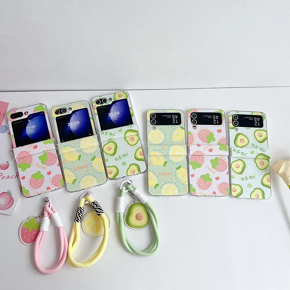 Cute Strawberry Lemon for with Widgets Magsafe Magnetic Bracket Phone Case for Samsung Galaxy S23 S24 Plus Ultra 5G Back Cover