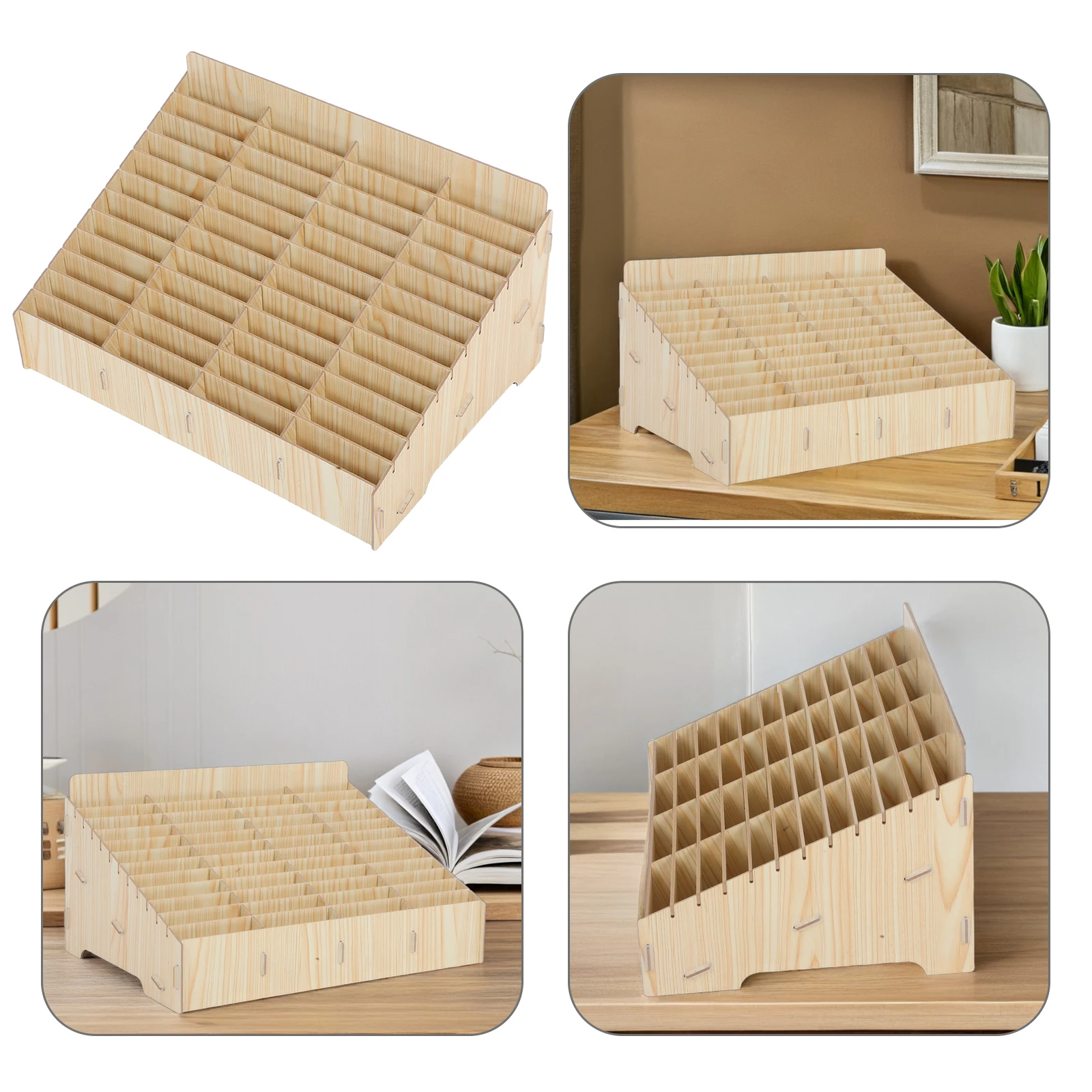 

48-Grid Mobile Phone Management Rack Wooden Cellphone Holder Classroom Office Organizer Desktop Storage Space-Saving