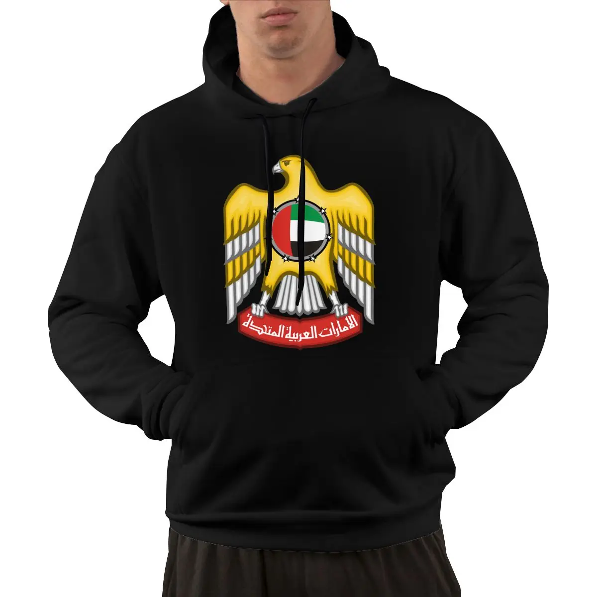 95% Cotton Emblem Of United Arab Emirates Country Flag Warm Winter Pullover Hoodie Men Women Unisex Hip Hop Style Sweatshirt