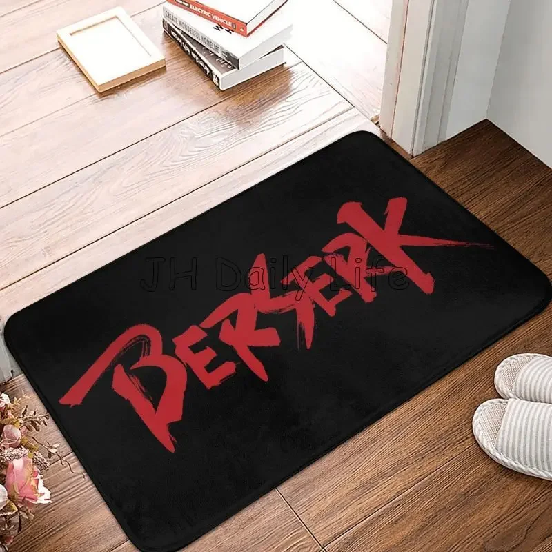 Japan Anime Berserk Print Welcome Mat for Front Doormat Home Floor Mats Non Slip Carpet Indoor Flannel Rug for Bathroom Bedroom