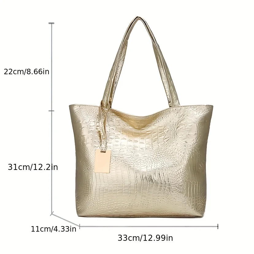 fashion large capacity crocodile women shoulder bags pu leather lady handbags silver gold hand bags big tote bag