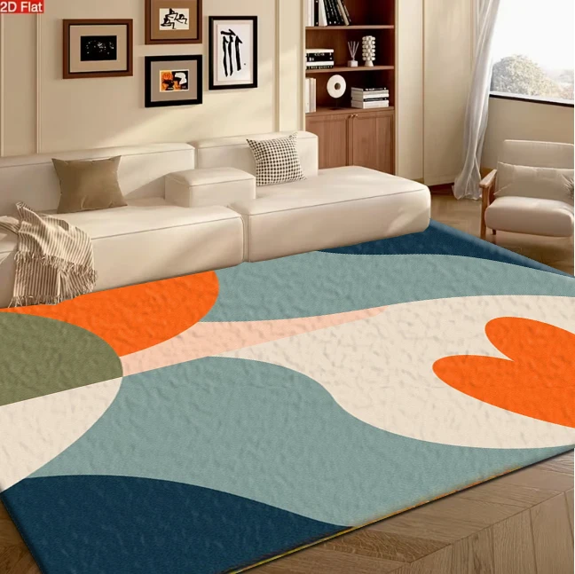 Boho Abstract Color Block Floral Shapes carpet flooring, Modern Mid-Century Geometric Art Print Area Rug for Living Room Bedroom Home Interior