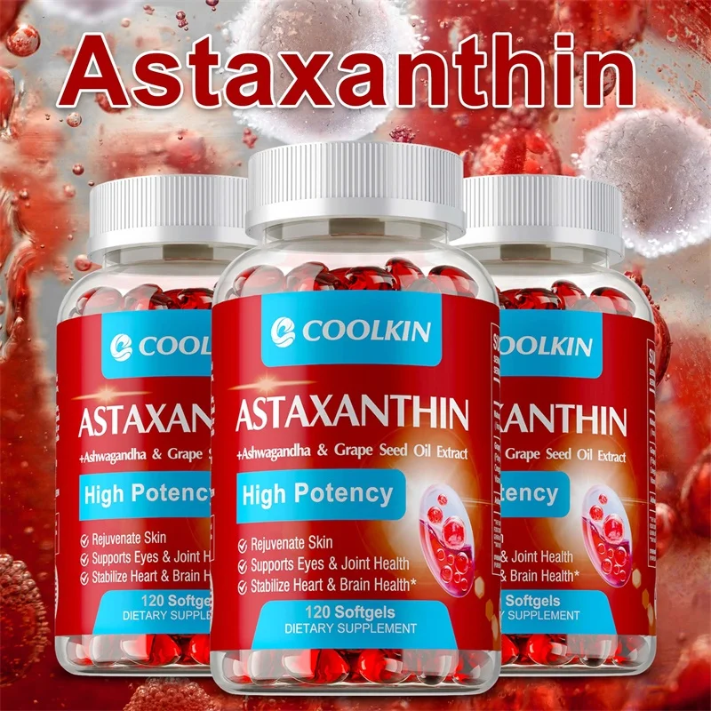 Astaxanthin Supplement, Powerful Antioxidant, Supports Vision, Eye and Skin, Muscle, Joint and Immune Health, 30/60/120 Capsules
