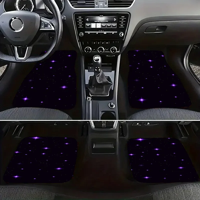 4pcs Starry Sky Car Floor Mats - Durable, Stylish, And Easy-to-Clean Protectors, Suitable For All Car Models, Interior Accessori