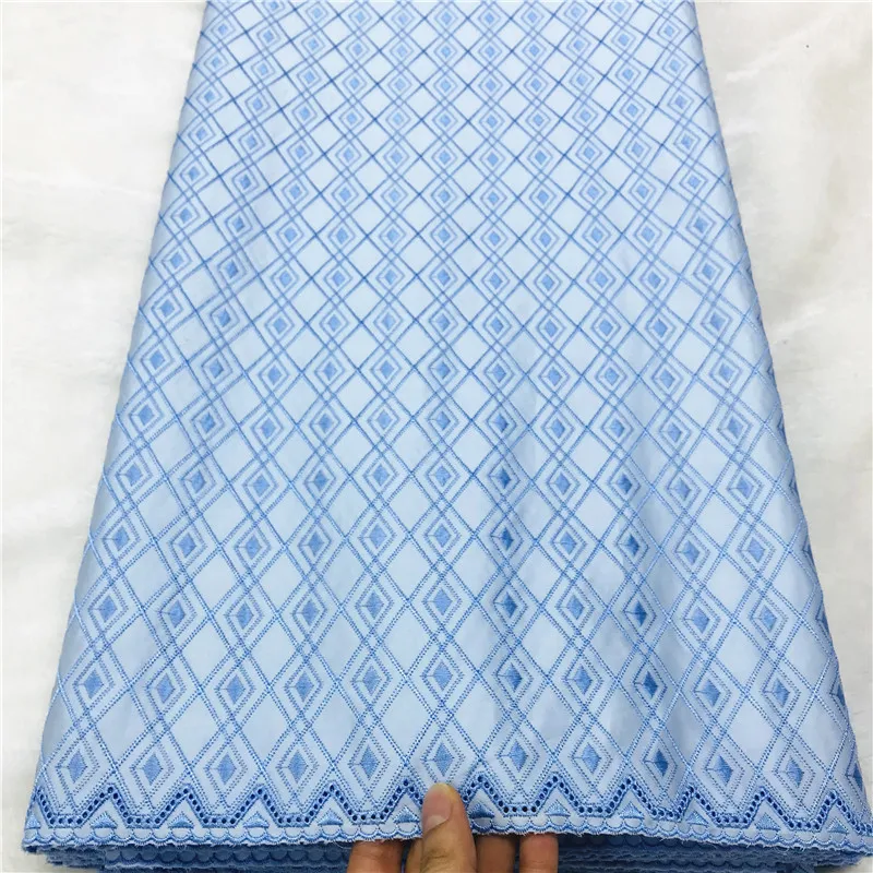 

5-ярдовая нигерийская 100% хлопковая польская атласная ткань для вышивки, высококачественная швейцарская вуаль, кружевной материал для мужчин, стиль Дубая YL 011802