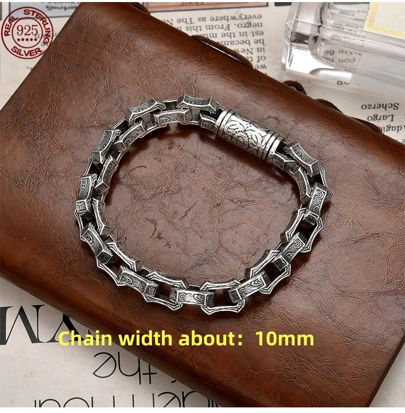 S925 Rattan Grass Pattern Bracelet Creative Design Personalized Retro Handmade Men's Bracelets Fashion Women Jewelry