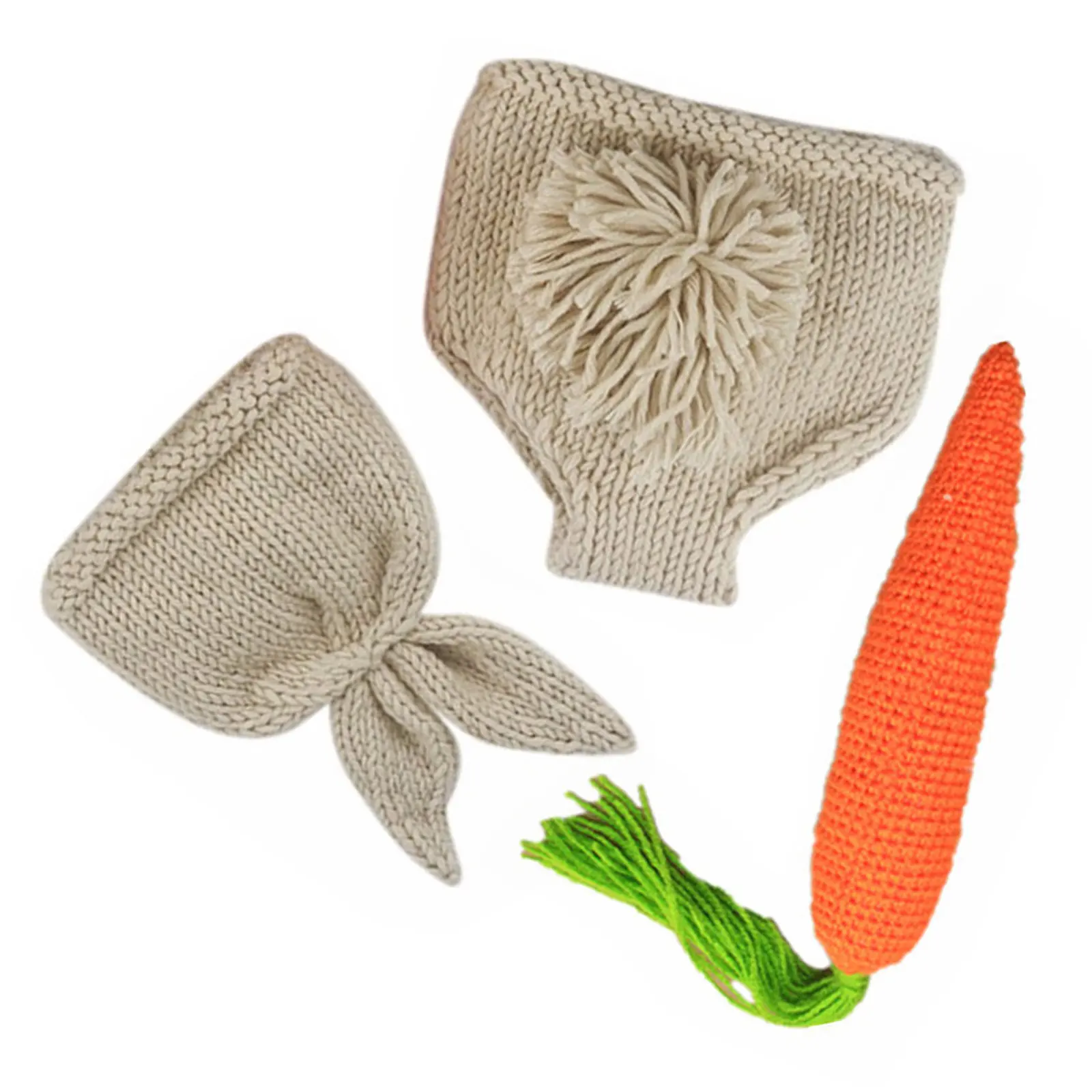 1Set Newborn Photography Costume Easter Baby Rabbit Outfit Soft Knit Breathable Cute Carrot Photo Prop Baby Shower Gift
