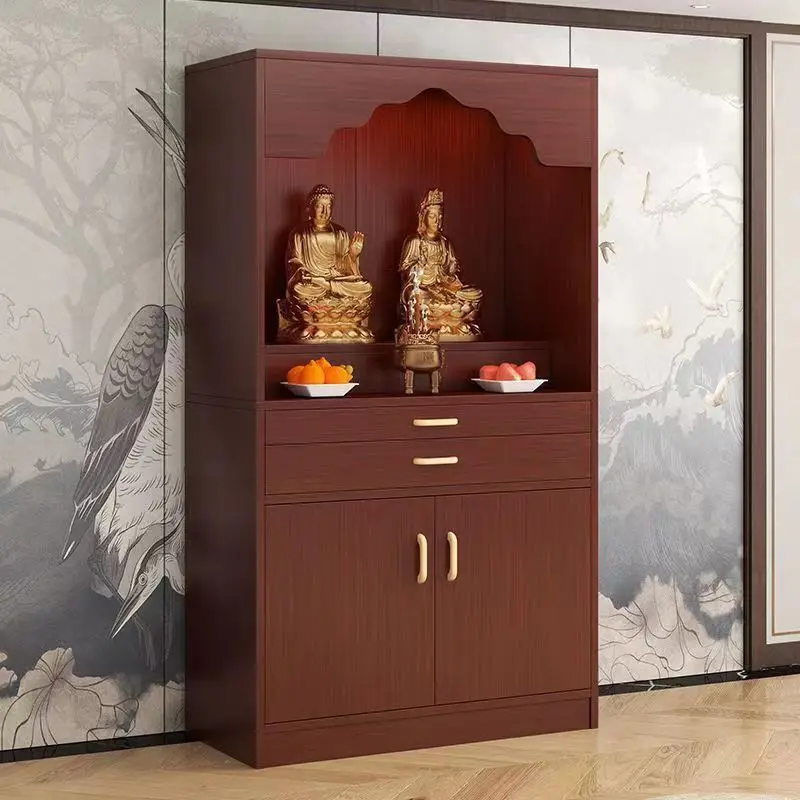 Buddhist Shrine Cabinet with Offering Table Modern Home Altar for Buddha Bodhisattva God of Wealth Worship