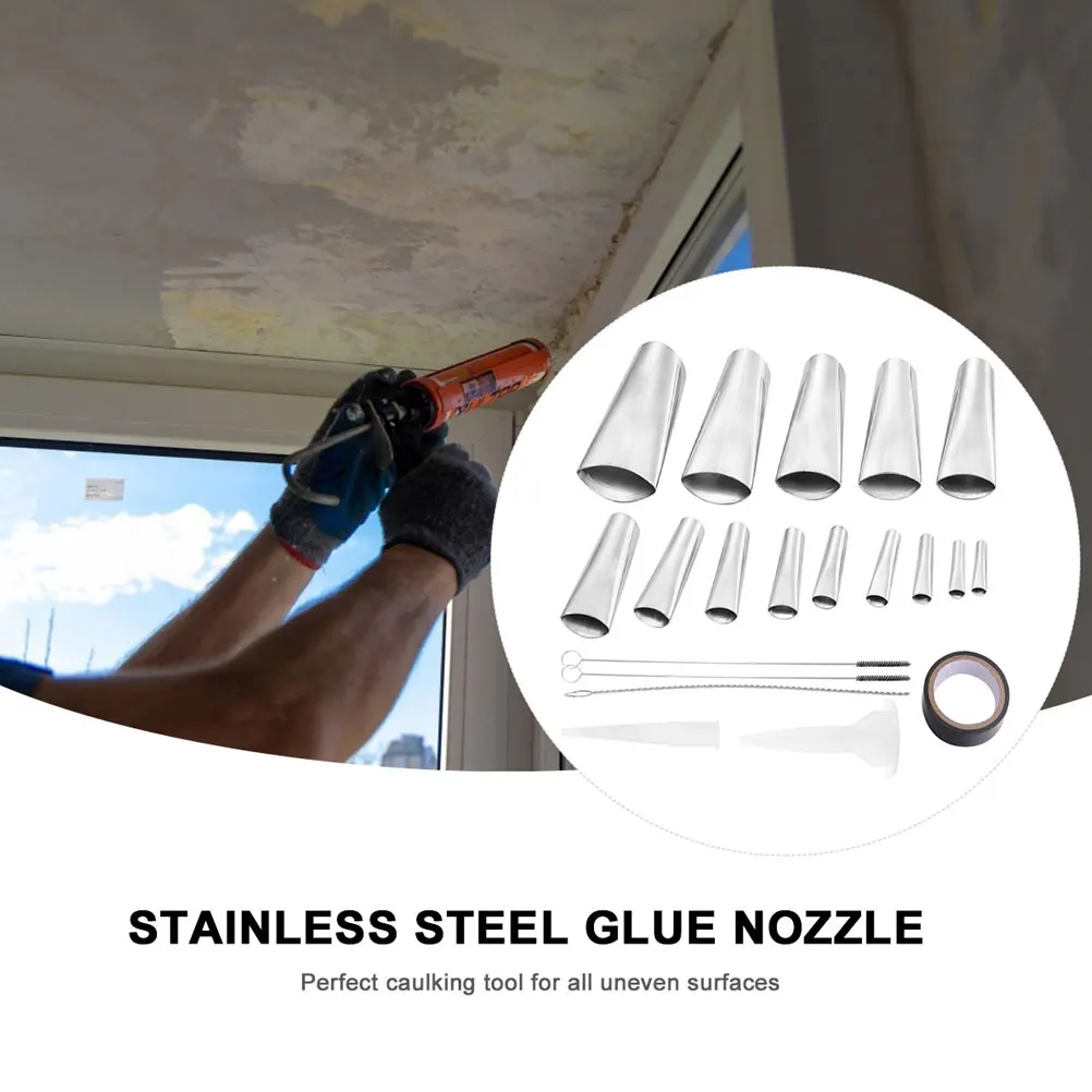 

Caulking Nozzle Kit Stainless Steel Sealant Finishing Tool for Kitchen Bathroom Tank Door Window Sink Joint Uneven Surface