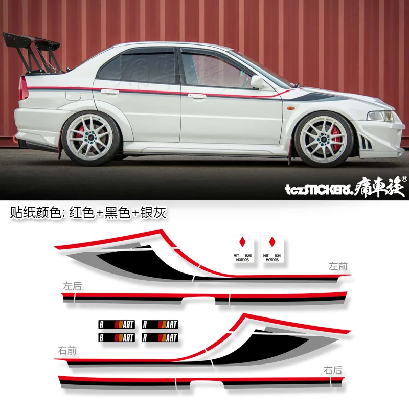 New Car Stickers Custom Body Sides FOR Mitsubishi Lancer Evolution VI 6 Tommi Sport Vinyl Cool Car Decal Film